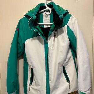 Descente Green and White Ski Jacket Water-Resistant